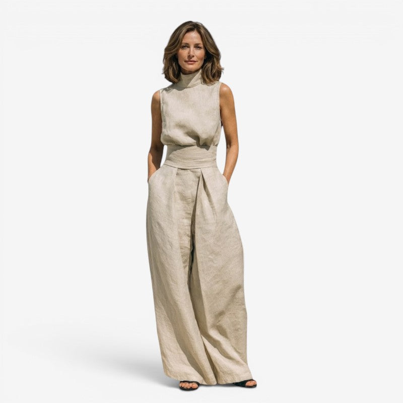 Women's Mock Neck Wide Leg Trouser Set