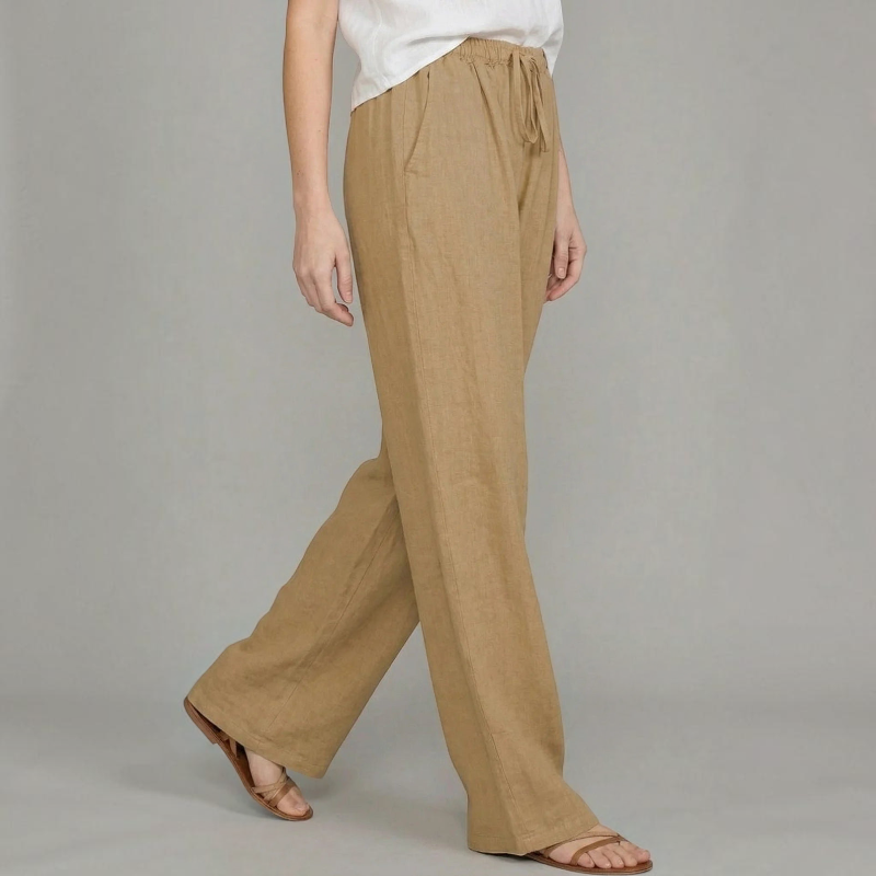 Women's Relaxed Wide Leg Trousers with Elastic Waist