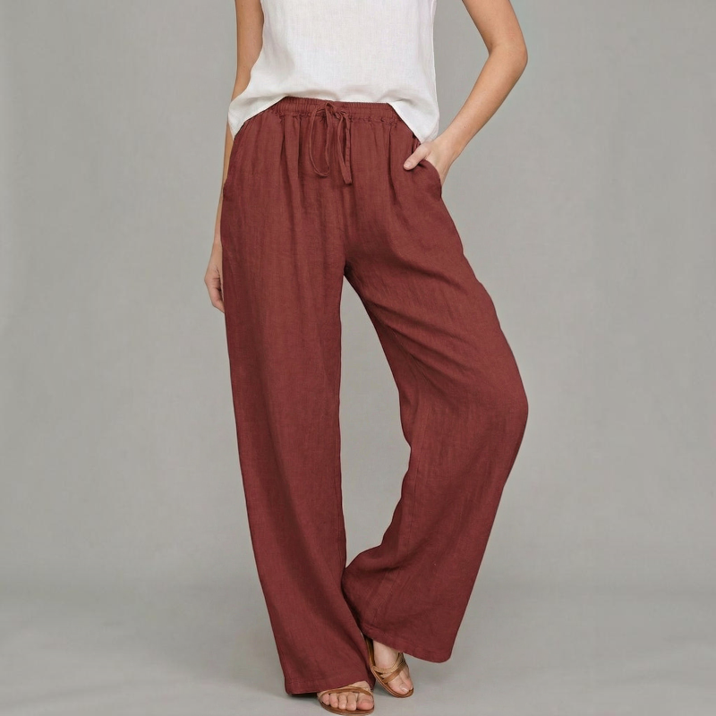 Women's Relaxed Wide Leg Trousers with Elastic Waist