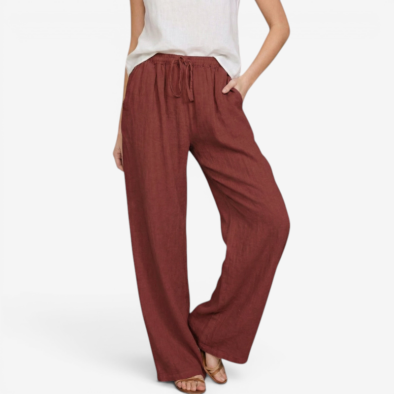 Women's Relaxed Wide Leg Trousers with Elastic Waist