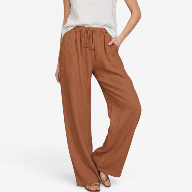 Women's Relaxed Wide Leg Trousers with Elastic Waist