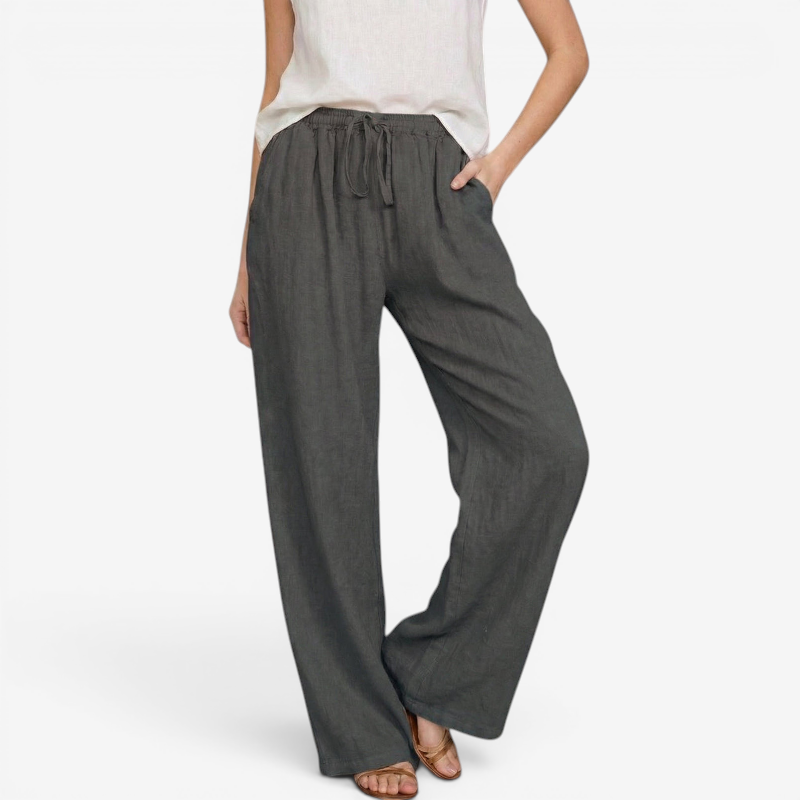 Women's Relaxed Wide Leg Trousers with Elastic Waist