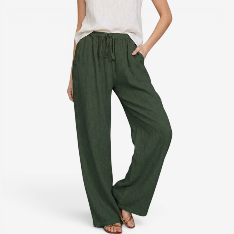 Women's Relaxed Wide Leg Trousers with Elastic Waist