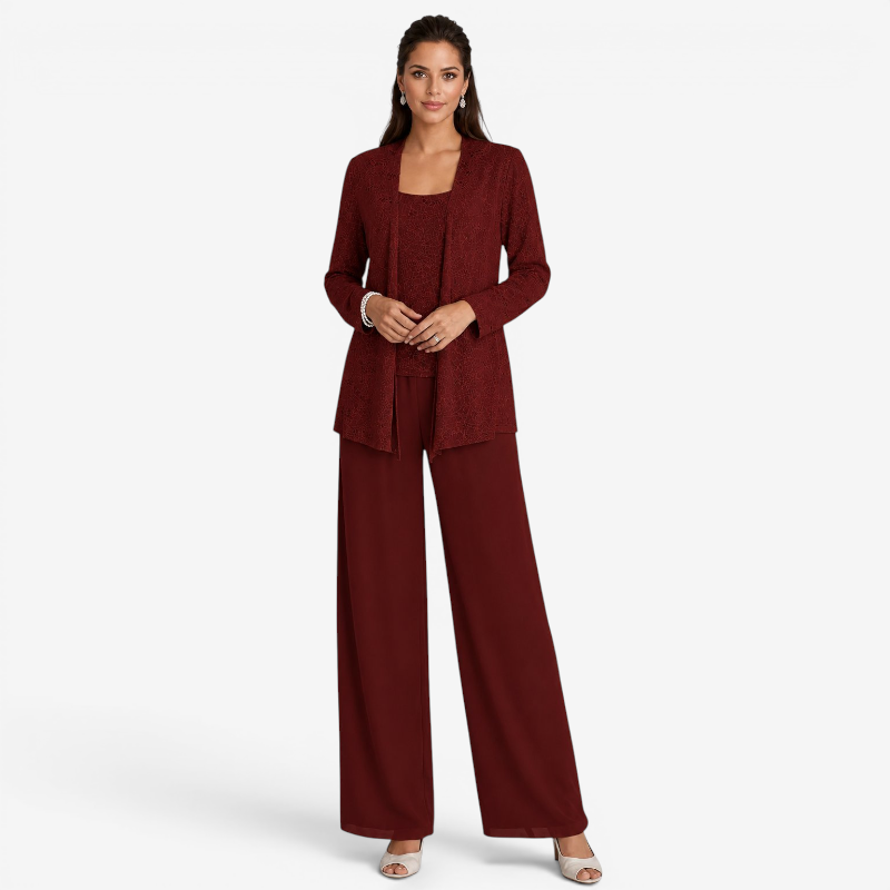 Elegant Women’s Scoop Neck Three-Piece Set