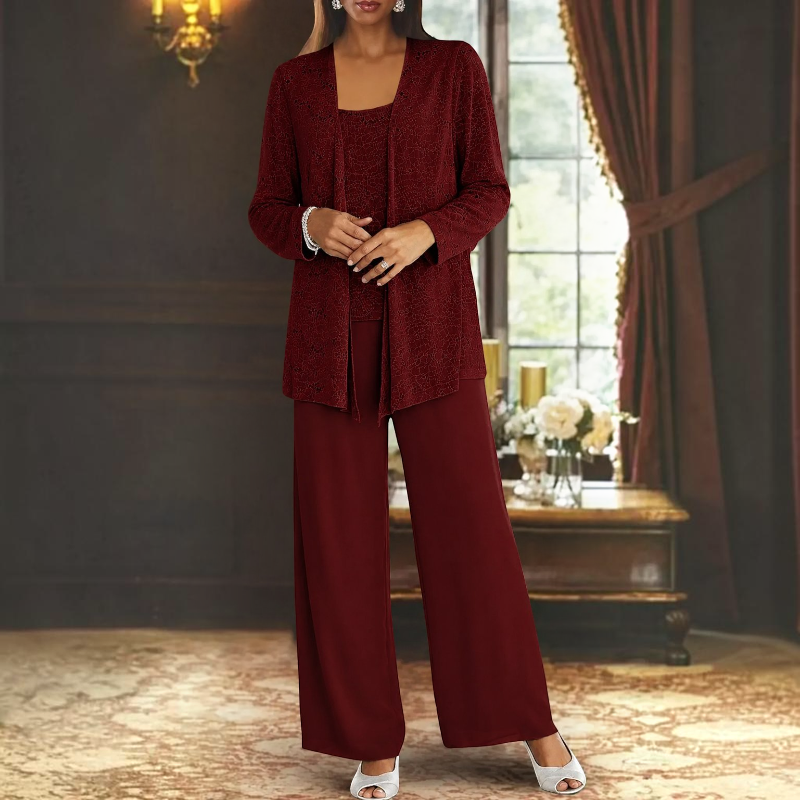 Elegant Women’s Scoop Neck Three-Piece Set