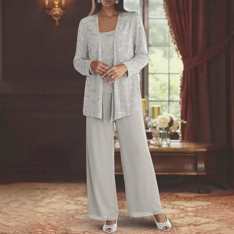 Elegant Women’s Scoop Neck Three-Piece Set