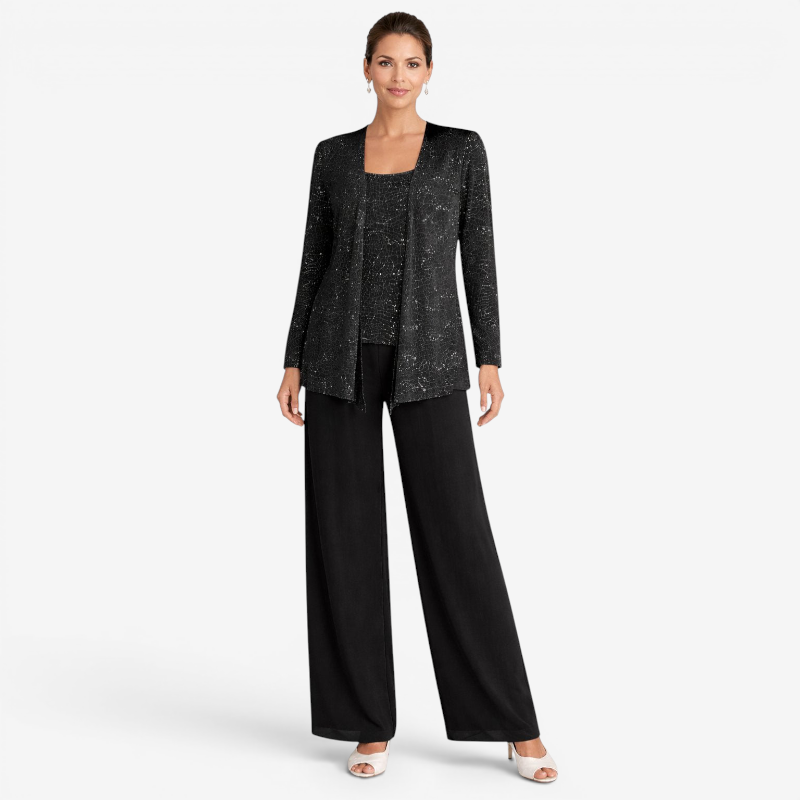 Elegant Women’s Scoop Neck Three-Piece Set