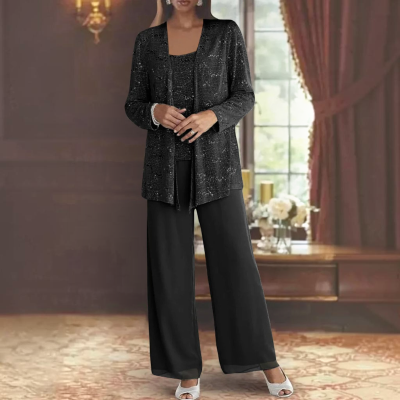 Elegant Women’s Scoop Neck Three-Piece Set