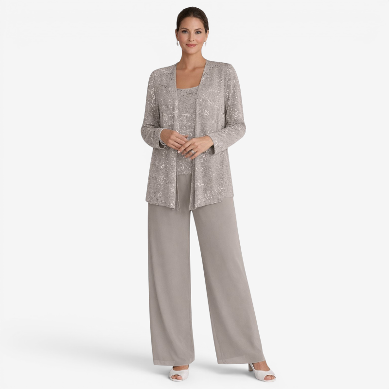 Elegant Women’s Scoop Neck Three-Piece Set