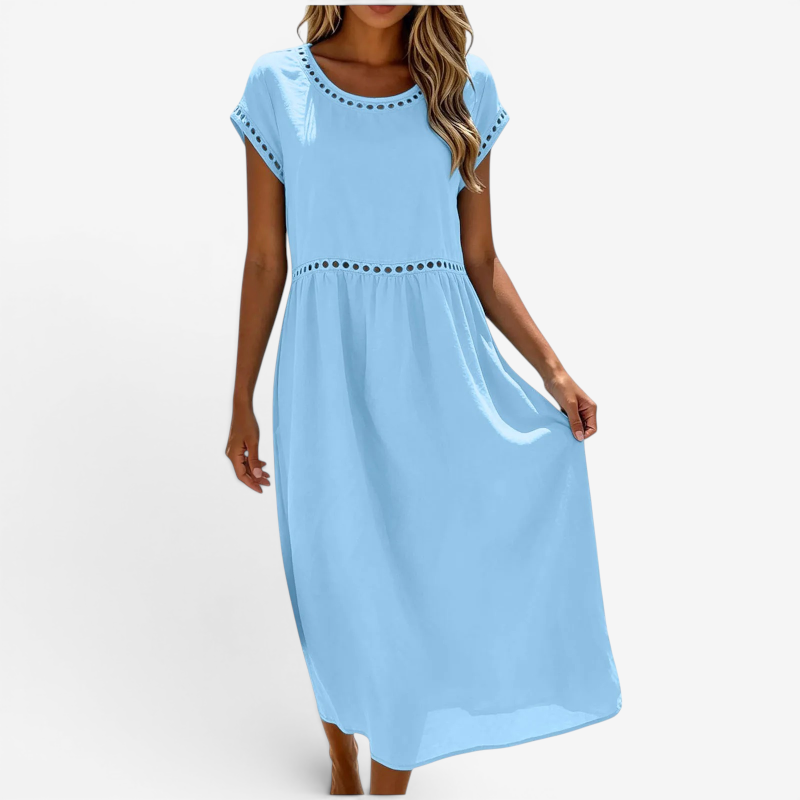 Elegant Women's Crew Neck Maxi Dress