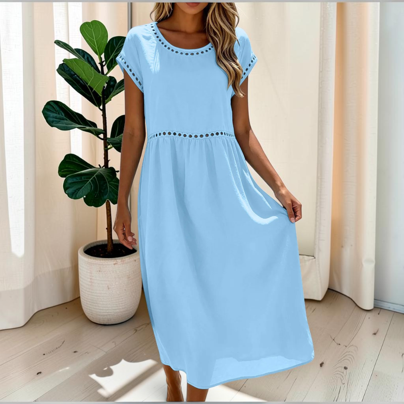 Elegant Women's Crew Neck Maxi Dress