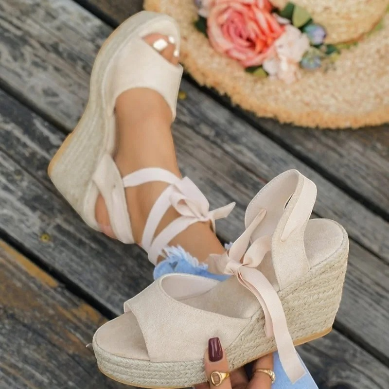 Women's Stylish Open Toe Ribbon Wrap Sandals