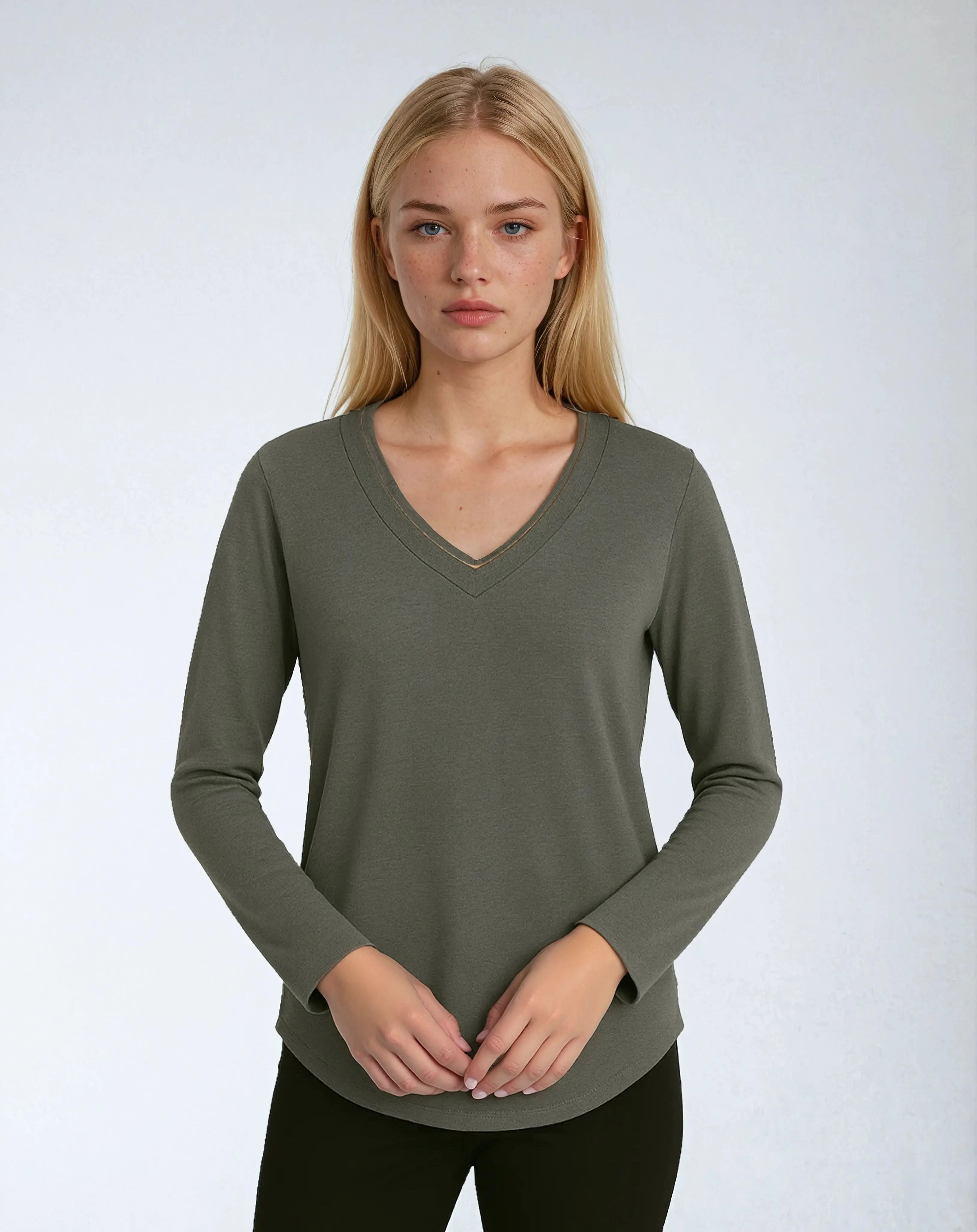 Polyester Stijlvolle Top Met Lange Mouw-Blouses & Tops-Velani-Velani