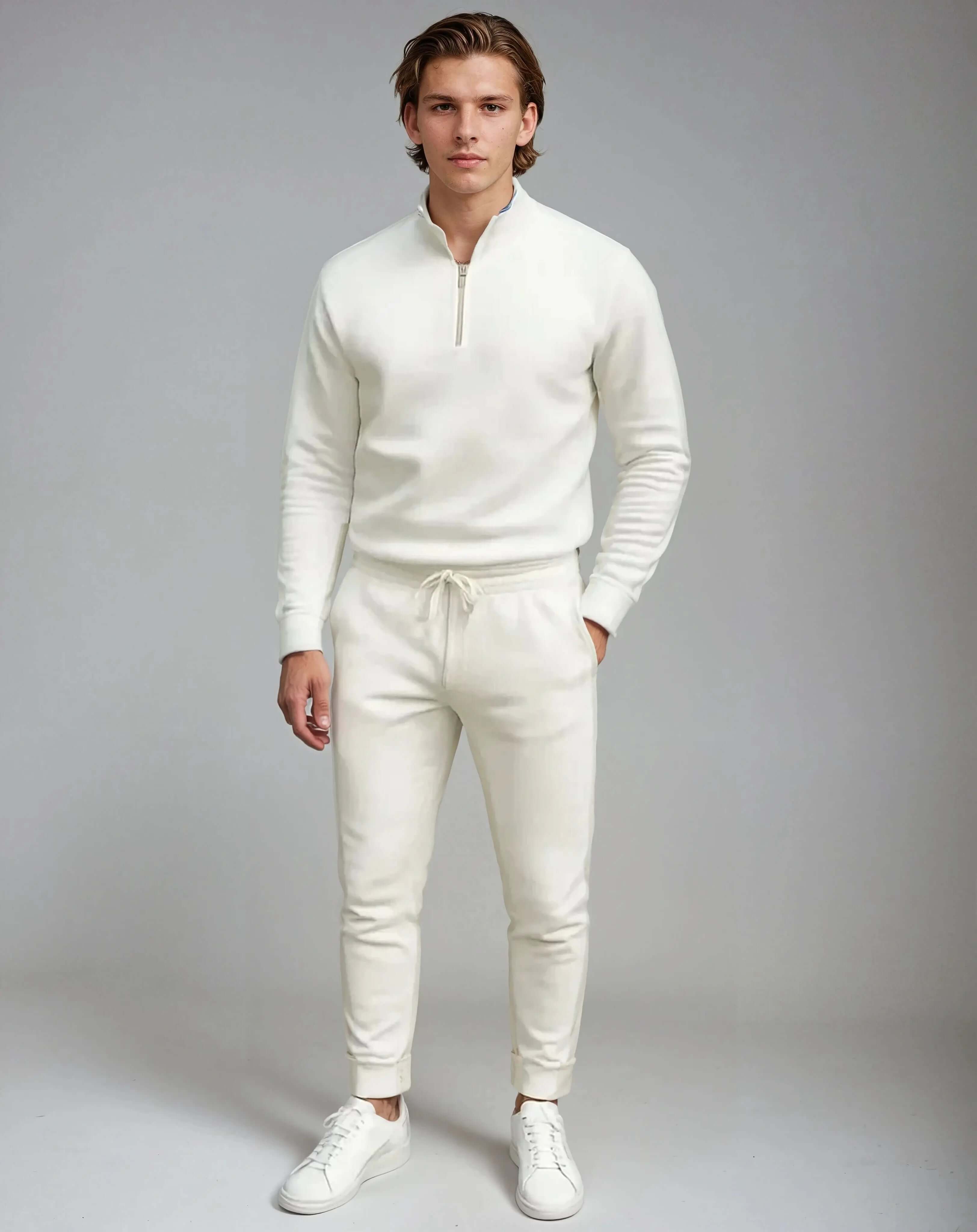 Katoenen Joggingpak Met Trui Met Halve Rits-Suits-Velani-Velani