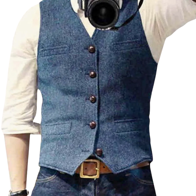 Liam – Mouwloos Slim Fit Gilet met Meerdere Zakjes en Knopen Velani