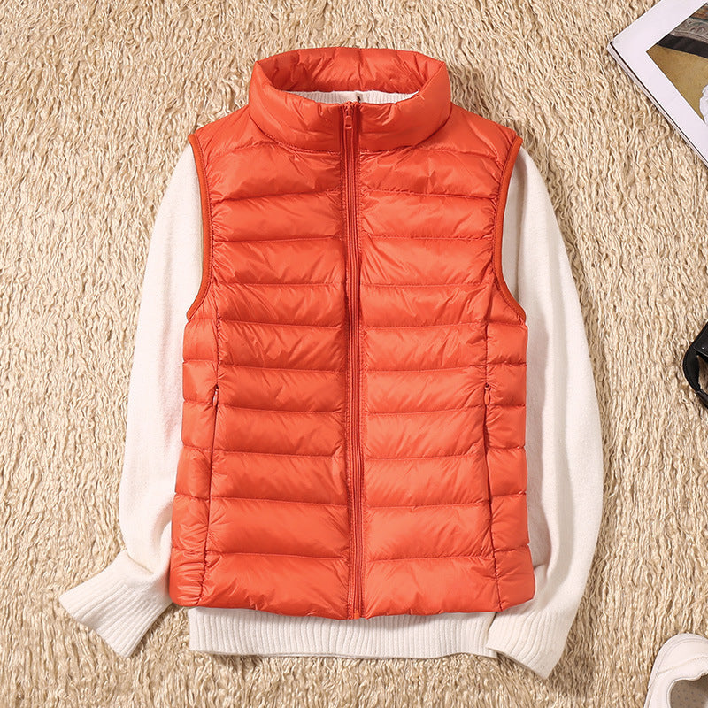 Women Sleeveless Vest With Zip Front