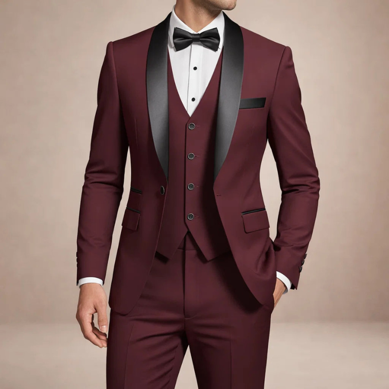 Men's Slim Fit Blazer and Straight Leg Trousers Set