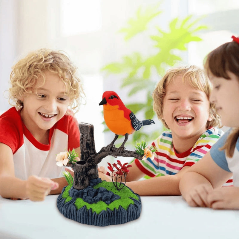 ChirpNest – Decorative Bird Toy with Round Stand and Voice Control