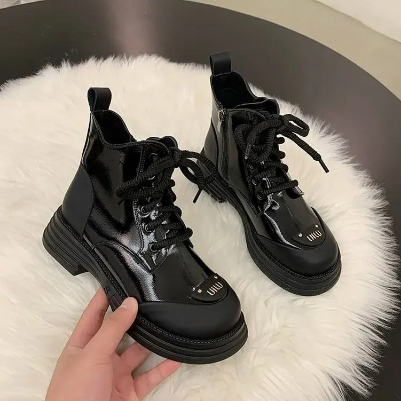 Ruby – Boots with Adjustable Lace and Round Toe Design