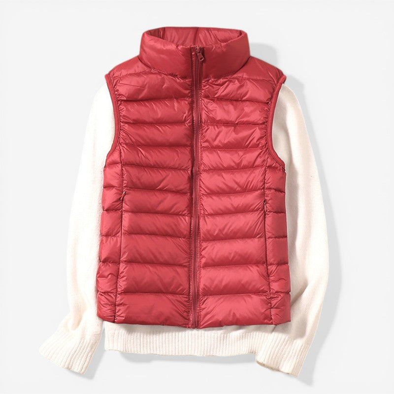 Women Sleeveless Vest With Zip Front