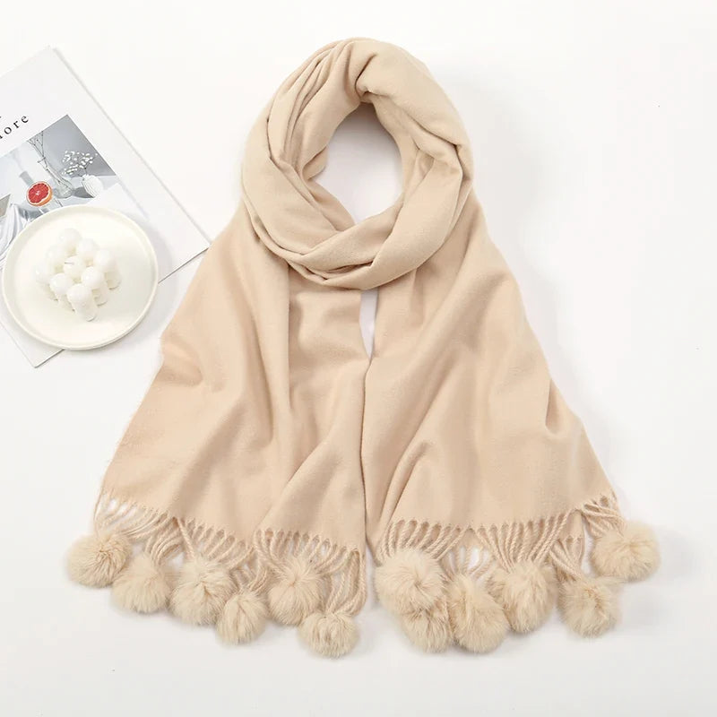 Clara – Adjustable Scarves with Ball Imitation Design