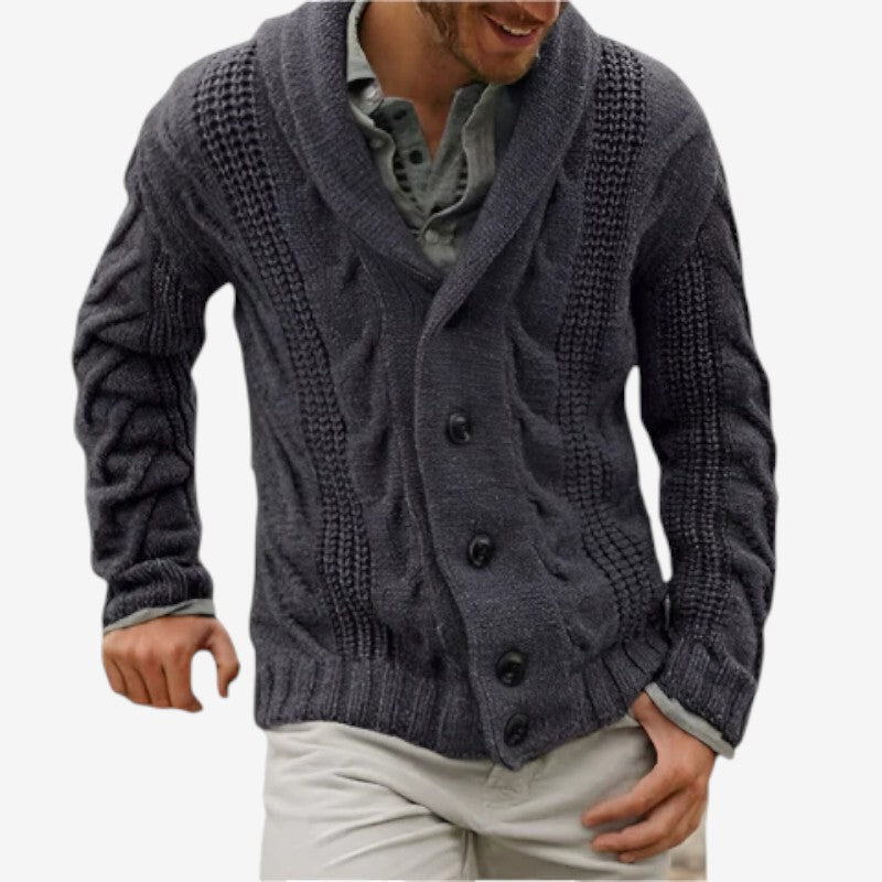 Nick – Cable-knit Slim Fit Cardigan with Buttons | Long Sleeves