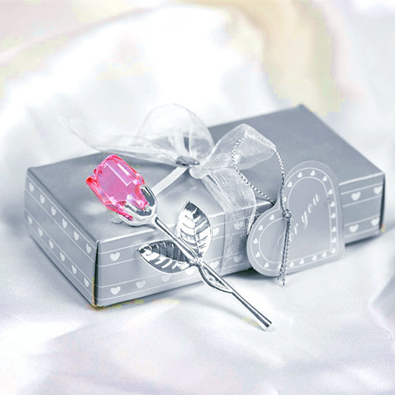Decorative Crystal Gift Box with Heart and Rose