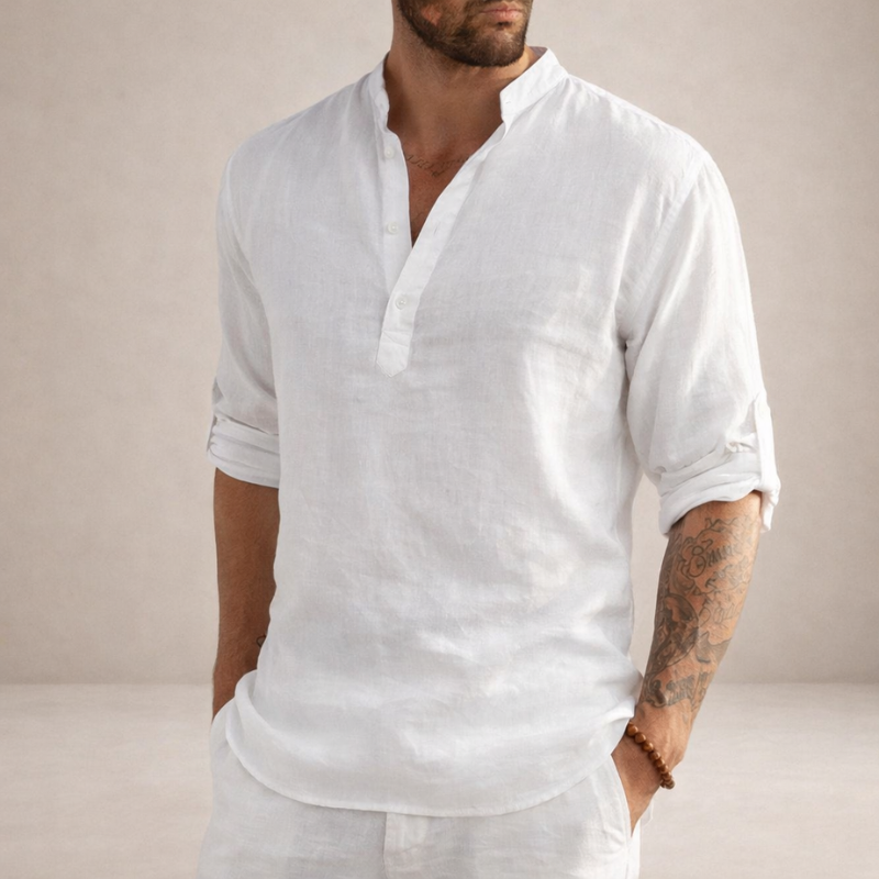 Men's Long Sleeve Shirt with Stand Collar