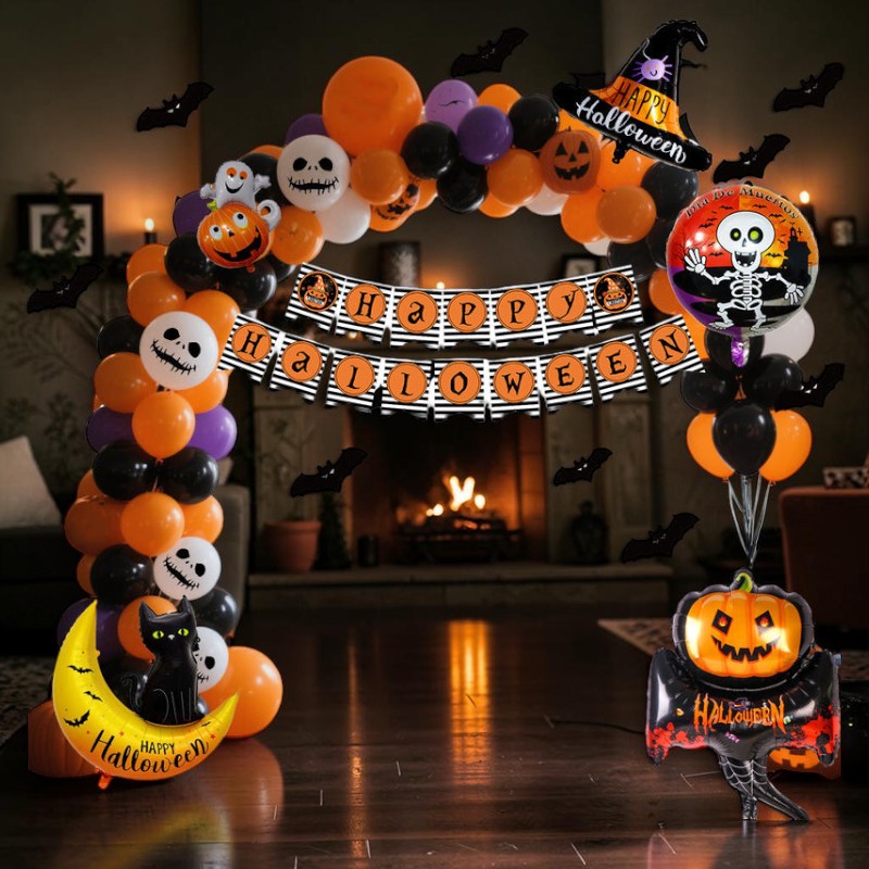 Spooky Pumpkin Print Halloween Balloon Set