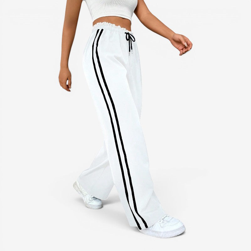 Chic Women's Wide Leg Trousers with Adjustable Drawstring