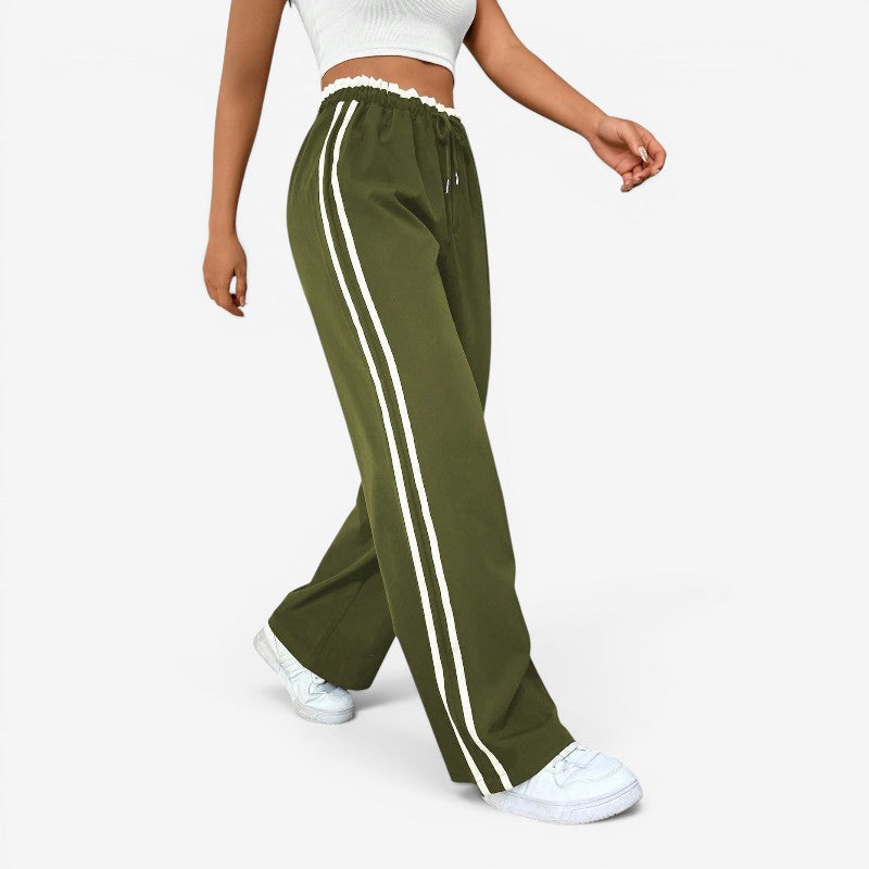 Chic Women's Wide Leg Trousers with Adjustable Drawstring