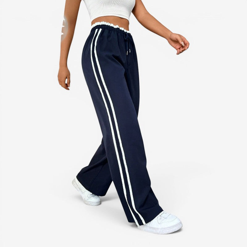 Chic Women's Wide Leg Trousers with Adjustable Drawstring