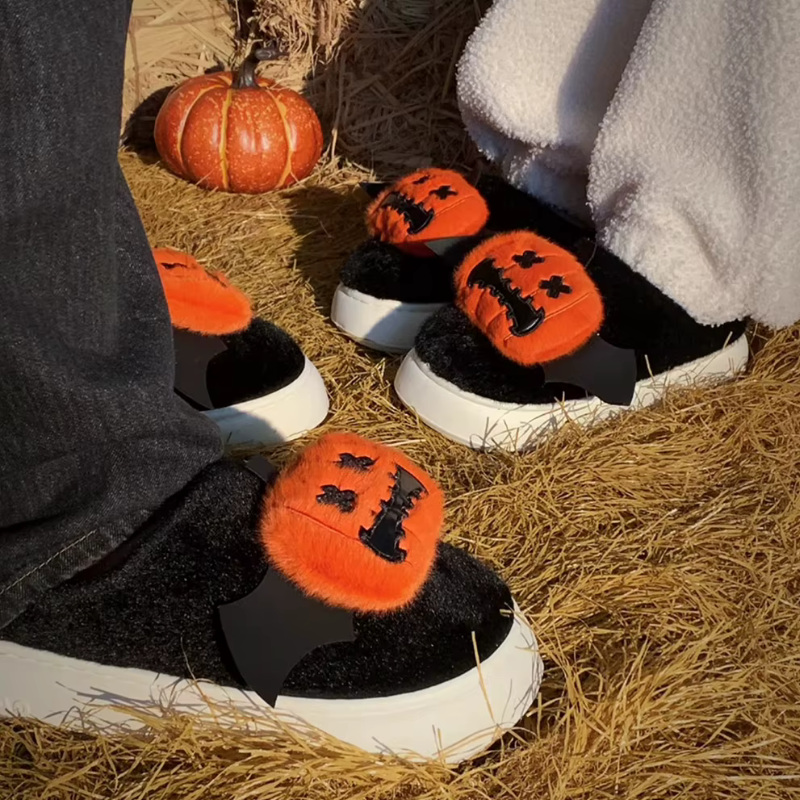 Cozy Halloween Slippers with Fun Cartoon Design