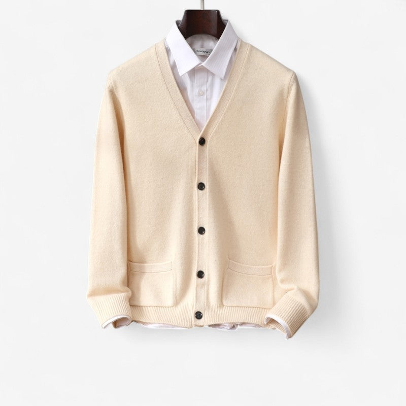 Oliver – Cárdigan de cuello en V, manga larga y bolsillos prácticos