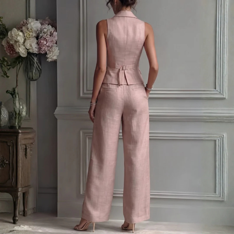 Ladies' Chic Sleeveless Vest and Wide Leg Pants Set