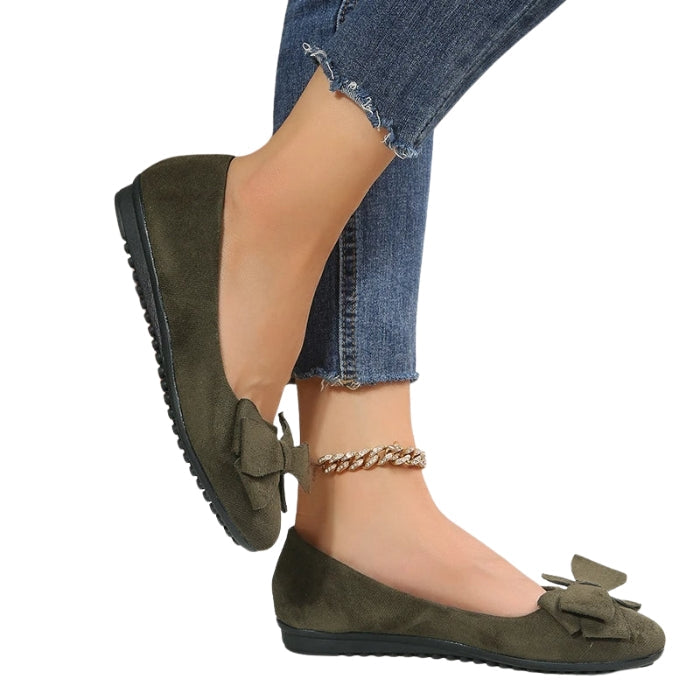 Quinn – Platte zool schoenen met ronde neus en strikdetail Velani