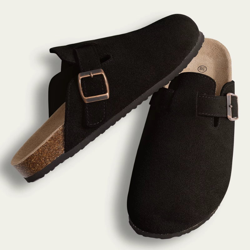 Womens Round Toe Clogs with Stylish Buckle