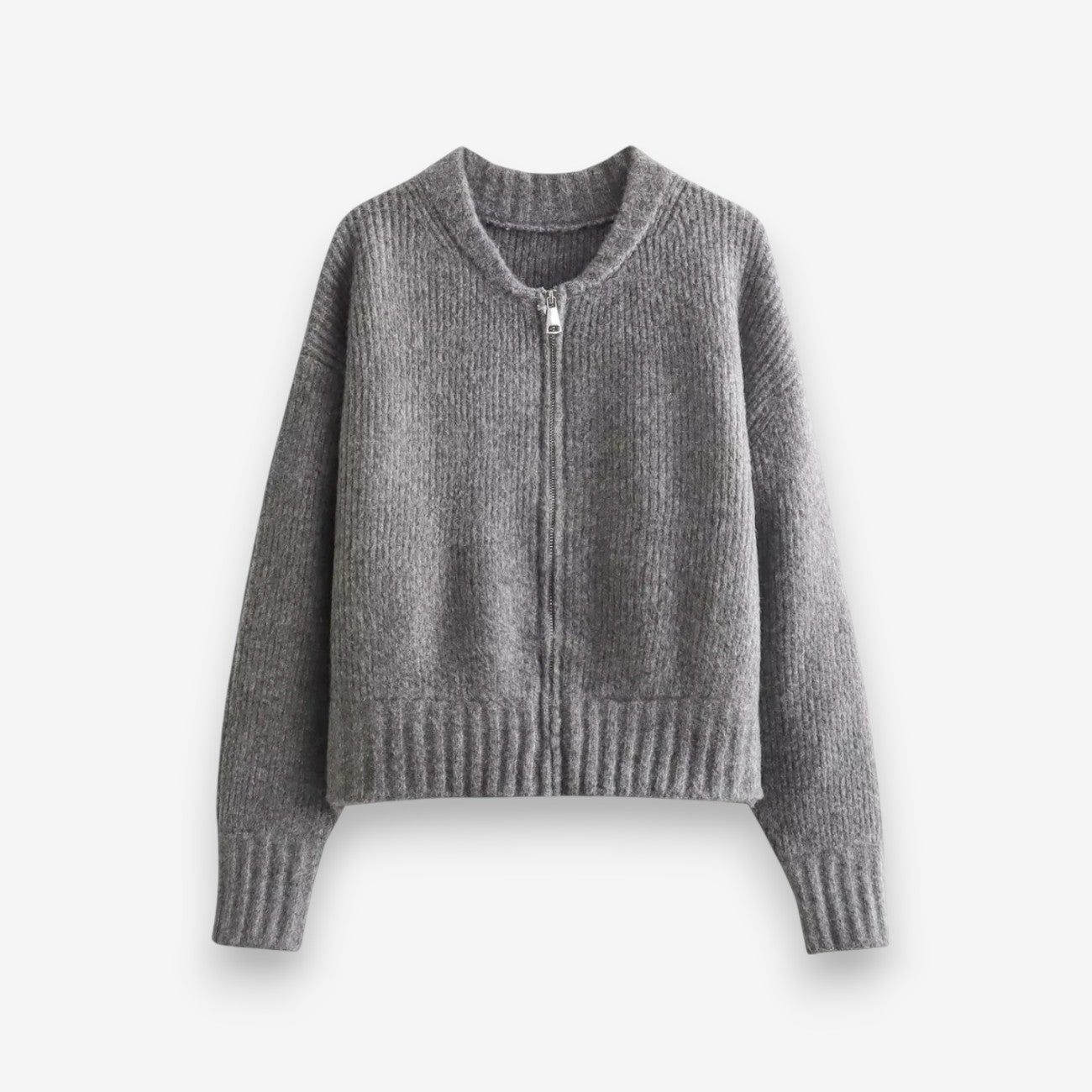 Riley – Round Neck Sweater with Long Sleeves and Zipper