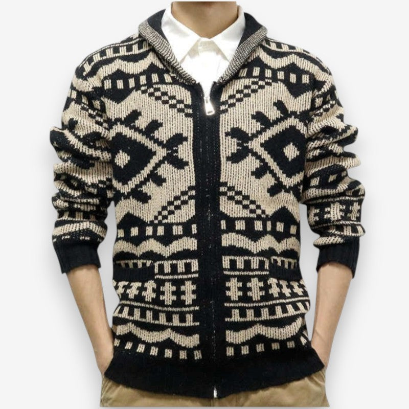 Logan – Printed zip closure Jacket with Turn Down Collar and Long Sleeves