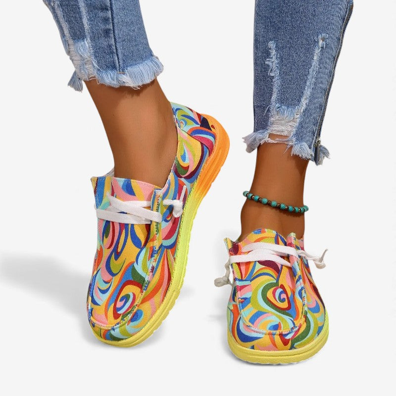 Emma – Printed sneakers with flat sole and round-toe