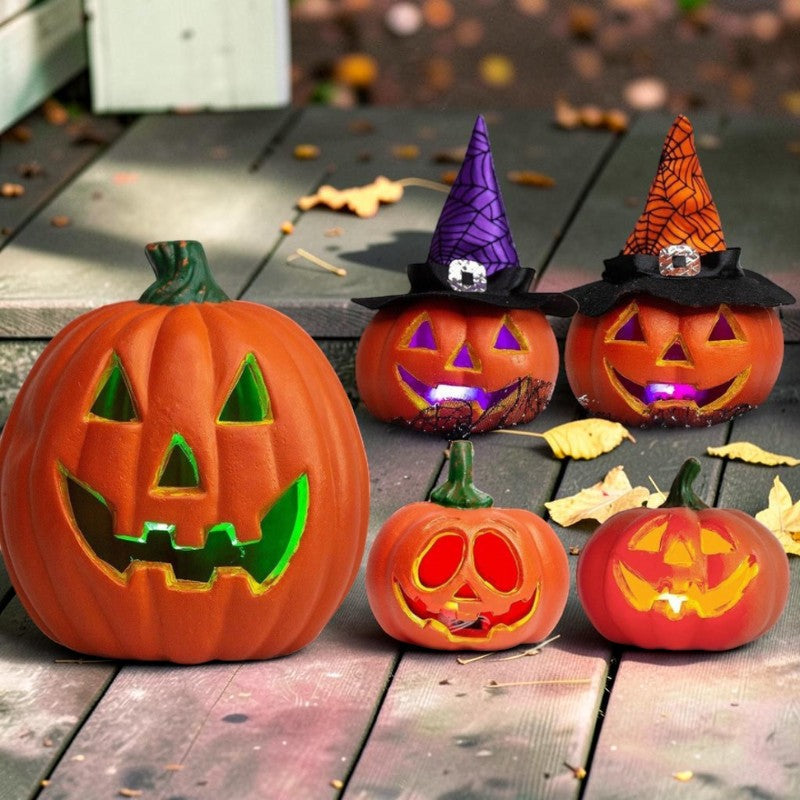 Illuminated Pumpkin Set for Halloween Decor