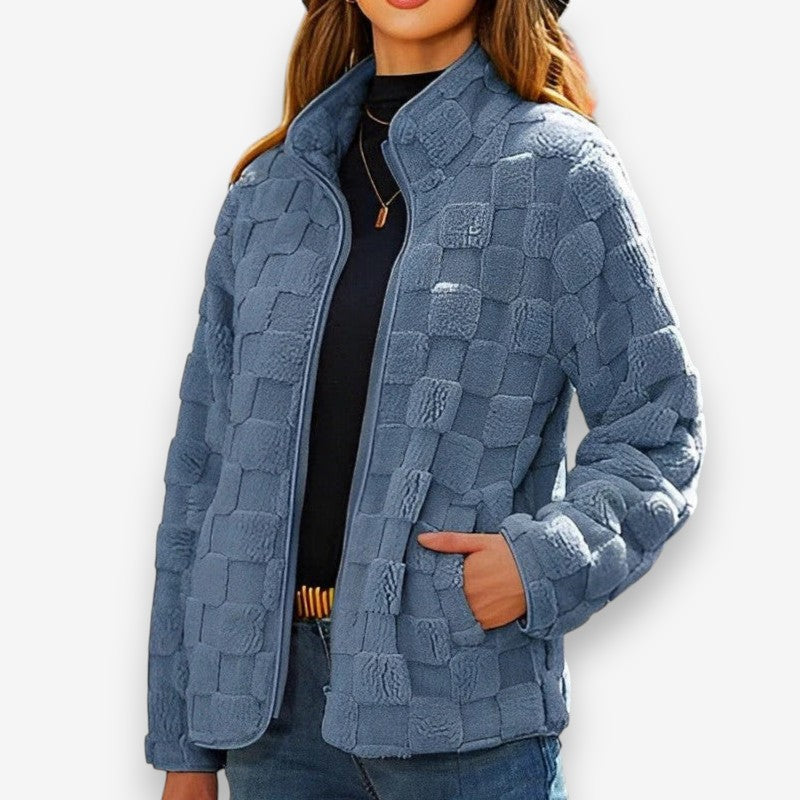 Sophia – Long Sleeve Jacket With Zipper Closure And Stand Up Collar