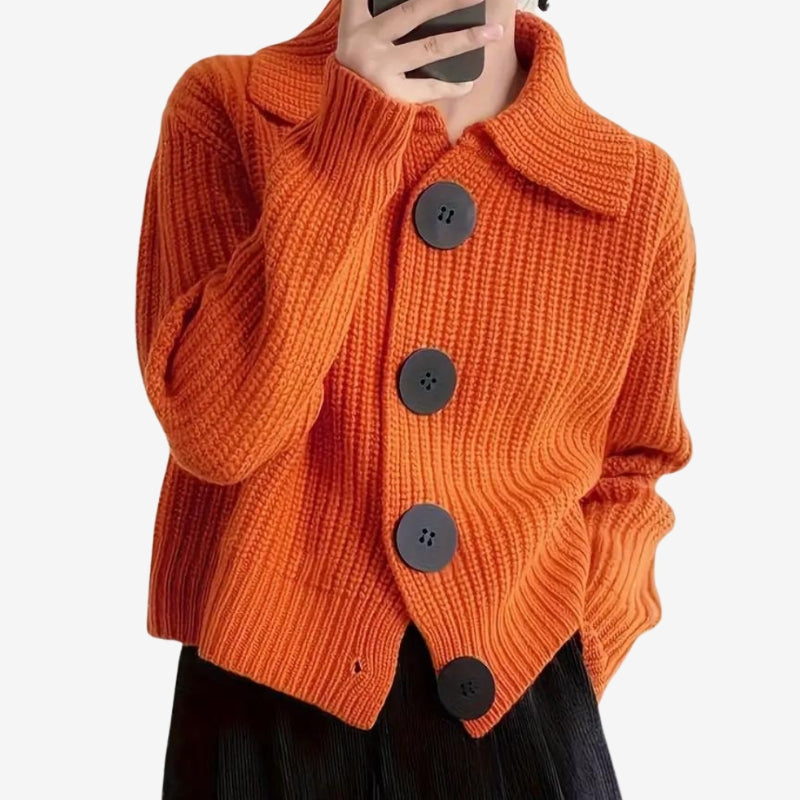 Lily – Long Sleeve Sweater With Button Closure Design