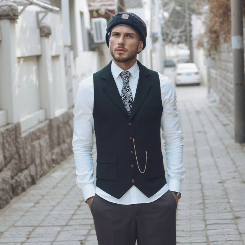 Men's Sleeveless Button Front Vest