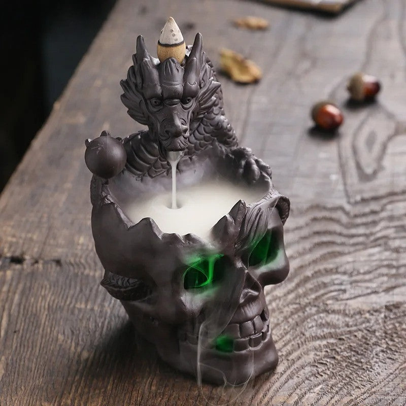 MysticFlow – LED Decorative Ornament with Skull and Dragon