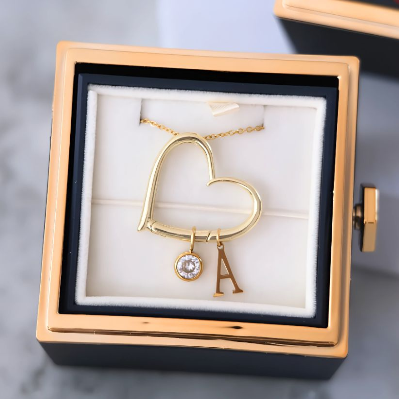 Heart Pendant Necklace with Letter Design