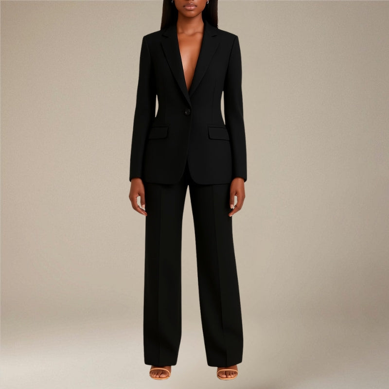 Women's Slim-Fit Blazer with Long Sleeve Pants Suit Set