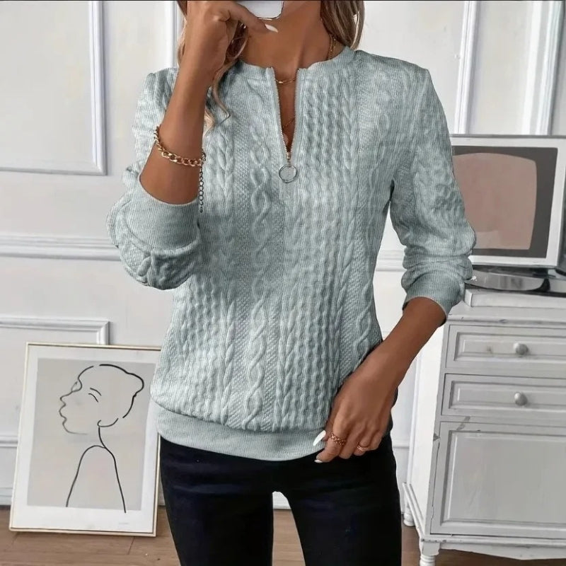 Mira – Suéter de manga larga con dobladillo acanalado y cuello redondo