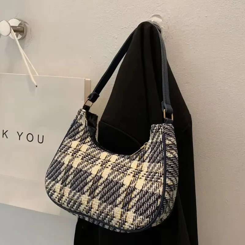 Aurelia – Schoudertas met Ruitpatroon en Grote Inhoud Velani