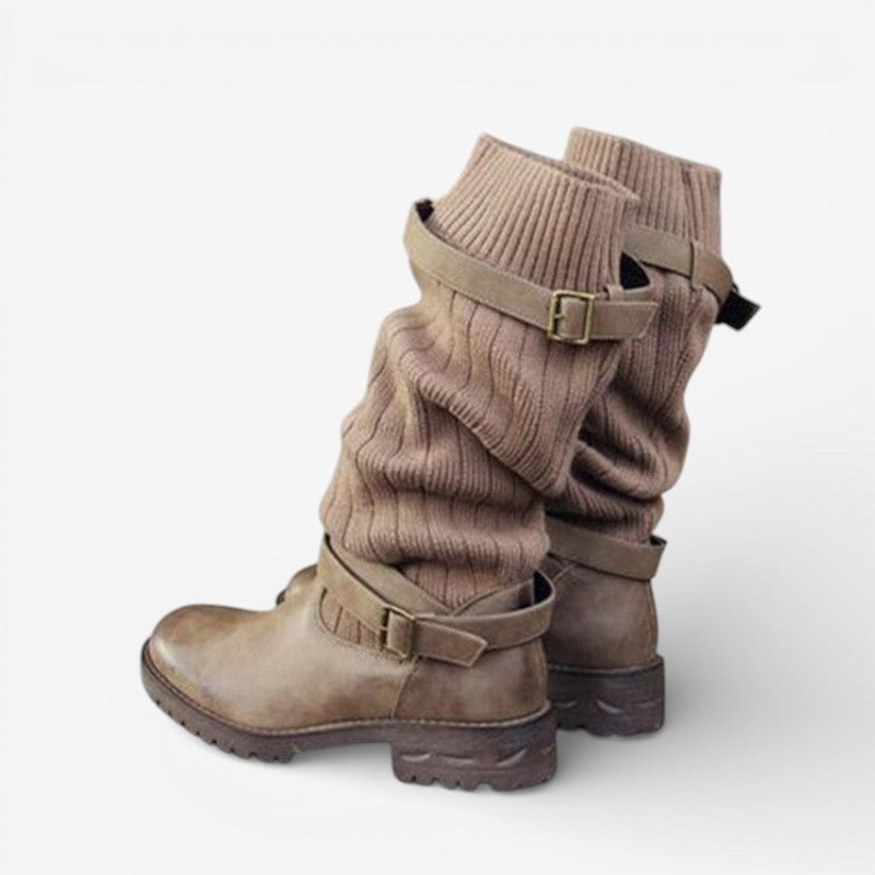 Sophia – Round Toe Boots With Anti Slip Grip And Adjustable Straps